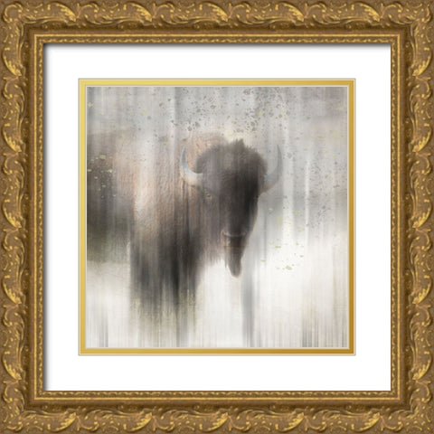 Antique Wildlife Buffalo Gold Ornate Wood Framed Art Print with Double Matting by LightBoxJournal
