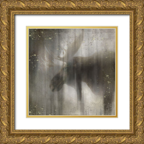 Antique Wildlife Moose Gold Ornate Wood Framed Art Print with Double Matting by LightBoxJournal