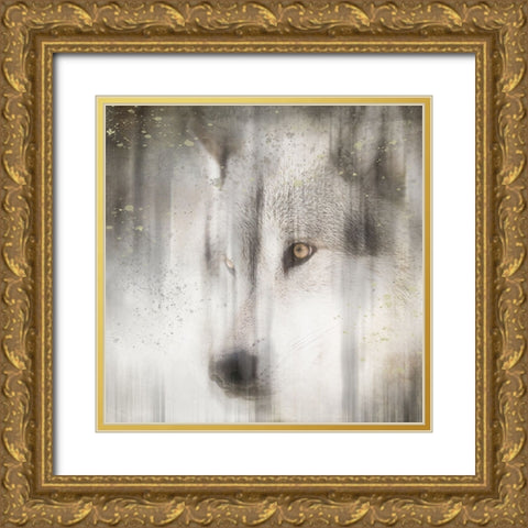 Antique Wildlife Wolf Gold Ornate Wood Framed Art Print with Double Matting by LightBoxJournal