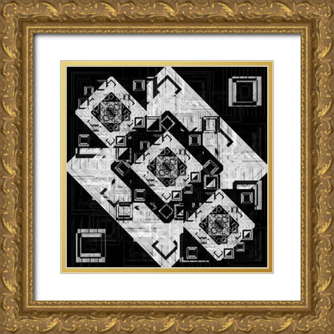 Geo Pattern 05 Gold Ornate Wood Framed Art Print with Double Matting by LightBoxJournal