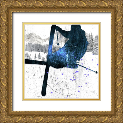 Extreme Skier 02 Gold Ornate Wood Framed Art Print with Double Matting by LightBoxJournal
