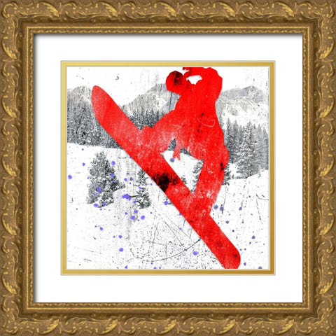 Extreme Snowboarder 05 Gold Ornate Wood Framed Art Print with Double Matting by LightBoxJournal