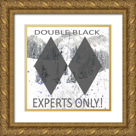 Extreme Snowboarder Double Black Gold Ornate Wood Framed Art Print with Double Matting by LightBoxJournal