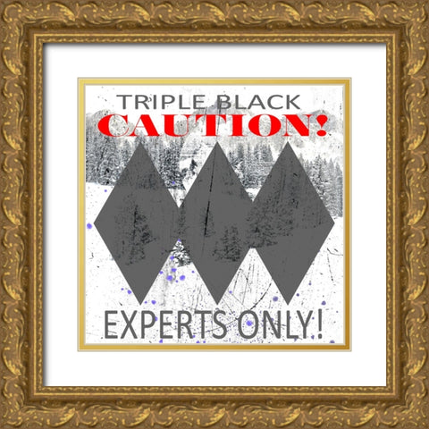 Extreme Snowboarder Triple Black Gold Ornate Wood Framed Art Print with Double Matting by LightBoxJournal