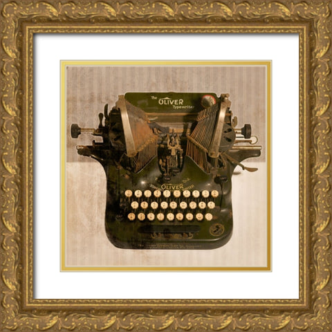 Typewriter 01 Oliver Gold Ornate Wood Framed Art Print with Double Matting by LightBoxJournal