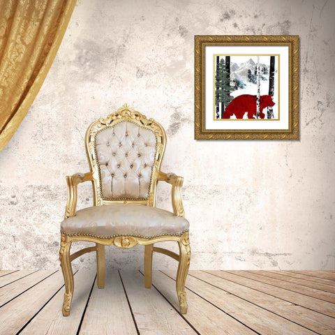 Winter Bear Gold Ornate Wood Framed Art Print with Double Matting by LightBoxJournal