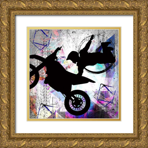 Extreme Motocross 3 Gold Ornate Wood Framed Art Print with Double Matting by LightBoxJournal