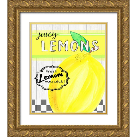 Farm House Lemon vintage sign 1 Gold Ornate Wood Framed Art Print with Double Matting by LightBoxJournal