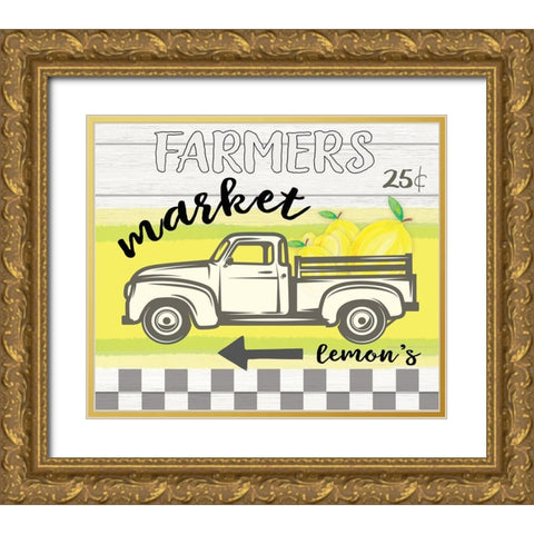 Farm House Lemon vintage sign 2 Gold Ornate Wood Framed Art Print with Double Matting by LightBoxJournal