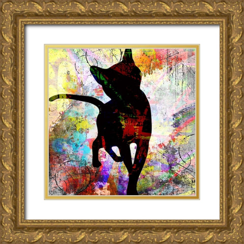 Playful Kitty 1 Gold Ornate Wood Framed Art Print with Double Matting by LightBoxJournal