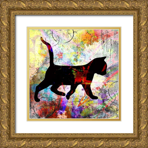 Playful Kitty 3 Gold Ornate Wood Framed Art Print with Double Matting by LightBoxJournal
