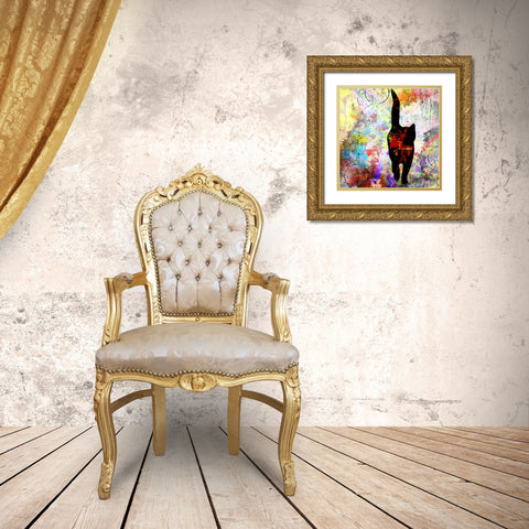 Playful Kitty 4 Gold Ornate Wood Framed Art Print with Double Matting by LightBoxJournal