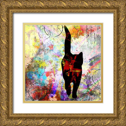 Playful Kitty 4 Gold Ornate Wood Framed Art Print with Double Matting by LightBoxJournal