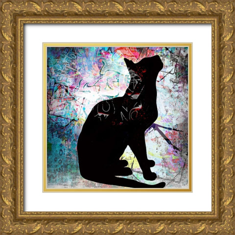 Playful Kitty 6 Gold Ornate Wood Framed Art Print with Double Matting by LightBoxJournal