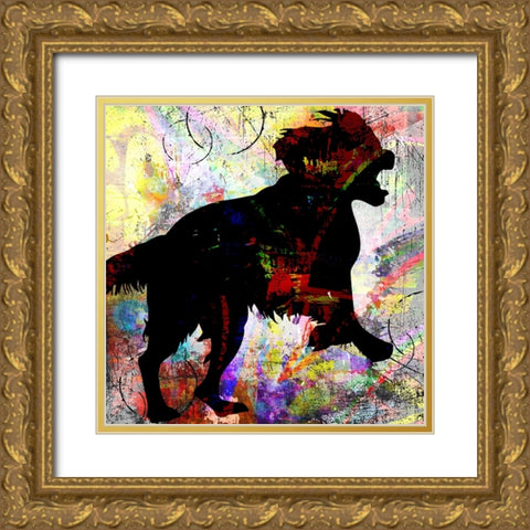 Playful Puppy 4 Gold Ornate Wood Framed Art Print with Double Matting by LightBoxJournal