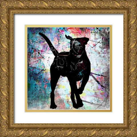 Playful Puppy 5 Gold Ornate Wood Framed Art Print with Double Matting by LightBoxJournal
