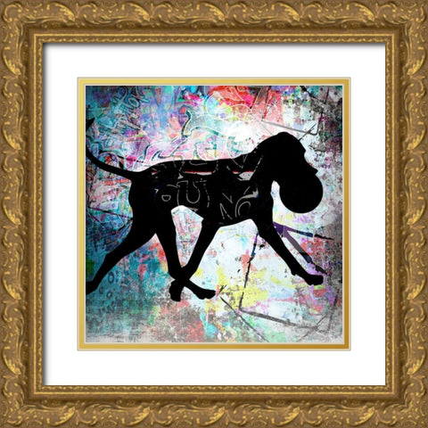 Playful Puppy 6 Gold Ornate Wood Framed Art Print with Double Matting by LightBoxJournal