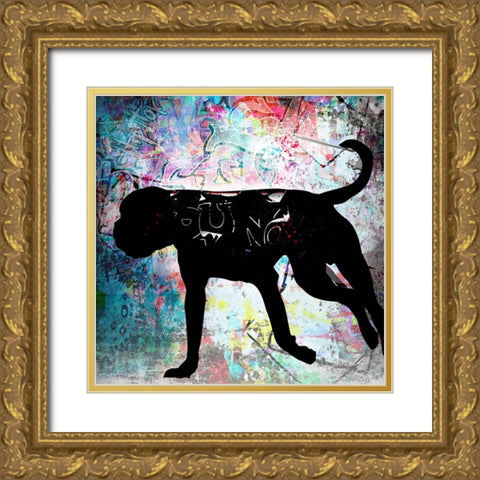 Playful Puppy 7 Gold Ornate Wood Framed Art Print with Double Matting by LightBoxJournal