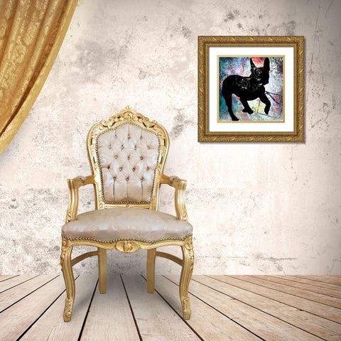 Playful Puppy 8 Gold Ornate Wood Framed Art Print with Double Matting by LightBoxJournal