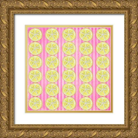 Summer time Lemon Pattern 1 Gold Ornate Wood Framed Art Print with Double Matting by LightBoxJournal