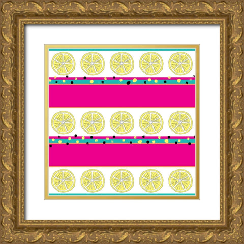 Summer time Lemon Pattern 3 Gold Ornate Wood Framed Art Print with Double Matting by LightBoxJournal