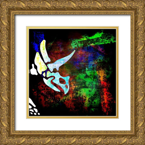 Dino Bones Trieratops series 03 Gold Ornate Wood Framed Art Print with Double Matting by LightBoxJournal