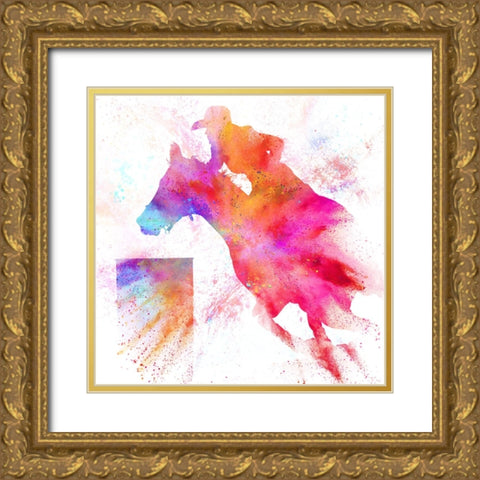 Painted Cowgirl 02 Gold Ornate Wood Framed Art Print with Double Matting by LightBoxJournal