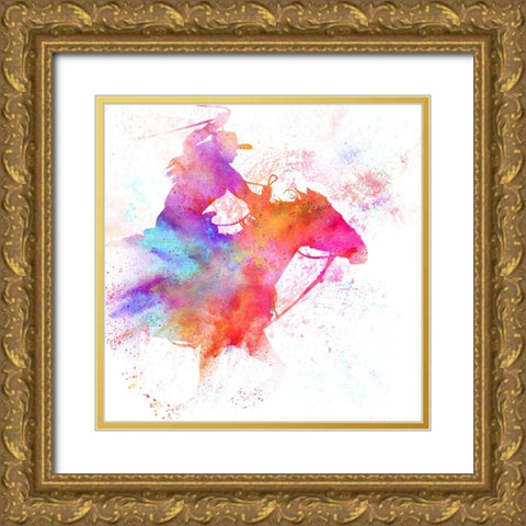 Painted Cowgirl 03 Gold Ornate Wood Framed Art Print with Double Matting by LightBoxJournal