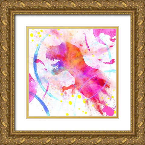 Painted Pink dino Gold Ornate Wood Framed Art Print with Double Matting by LightBoxJournal