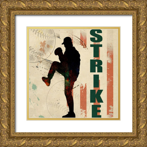 Baseball Urban Art 02 Gold Ornate Wood Framed Art Print with Double Matting by LightBoxJournal