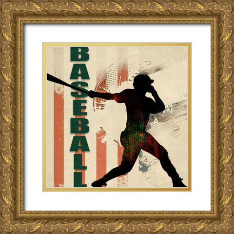 Baseball Urban Art Gold Ornate Wood Framed Art Print with Double Matting by LightBoxJournal