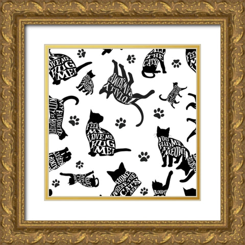 RescueCat Pattern 03 Gold Ornate Wood Framed Art Print with Double Matting by LightBoxJournal