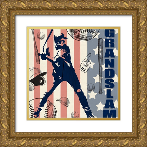 Vintage Baseball Sign 06 Gold Ornate Wood Framed Art Print with Double Matting by LightBoxJournal