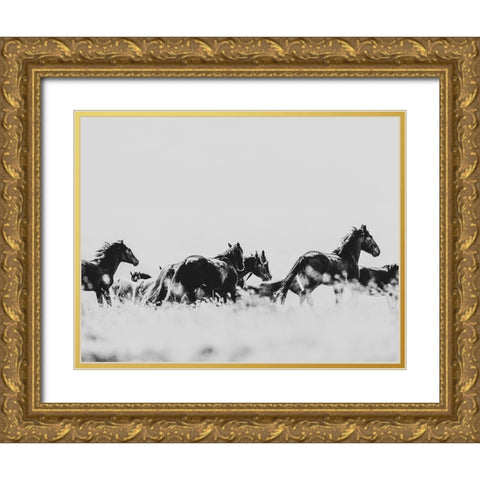 Wild Horses of the Great Basin 00 Gold Ornate Wood Framed Art Print with Double Matting by LightBoxJournal