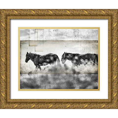 Wild Horses of the Great Basin 06 Gold Ornate Wood Framed Art Print with Double Matting by LightBoxJournal