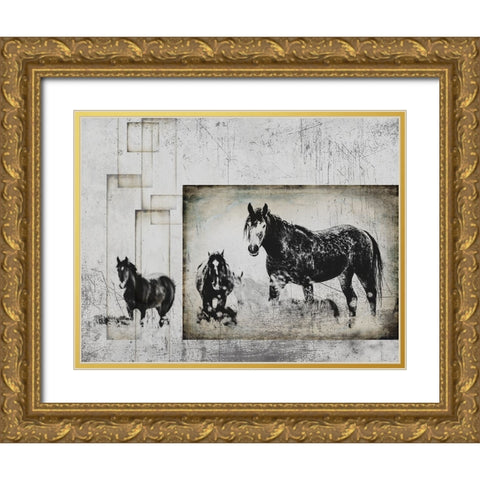 Wild Horses of the Great Basin 07 Gold Ornate Wood Framed Art Print with Double Matting by LightBoxJournal