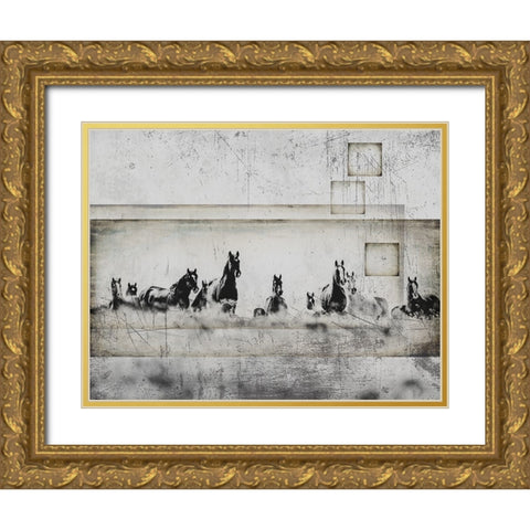Wild Horses of the Great Basin 08 Gold Ornate Wood Framed Art Print with Double Matting by LightBoxJournal