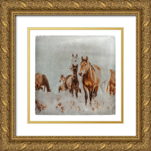 Wild Horses of the Great Basin Lomography 06 Gold Ornate Wood Framed Art Print with Double Matting by LightBoxJournal