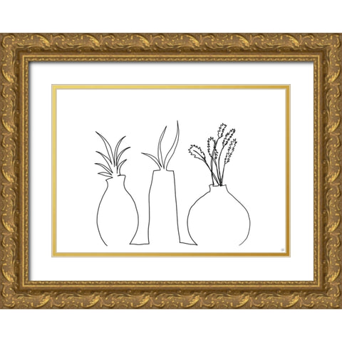 Floral Set Still Life 2 Gold Ornate Wood Framed Art Print with Double Matting by Line and Brush