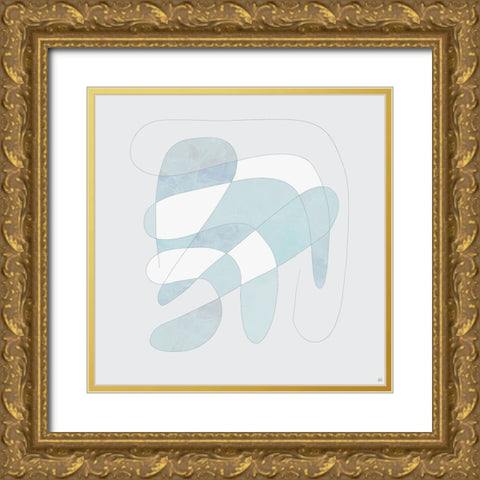 Light Line N Fill 2 Gold Ornate Wood Framed Art Print with Double Matting by Line and Brush