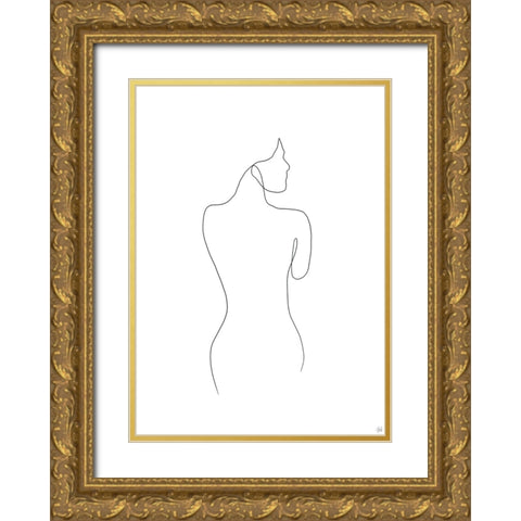 Line Female Back 1 Gold Ornate Wood Framed Art Print with Double Matting by Line and Brush