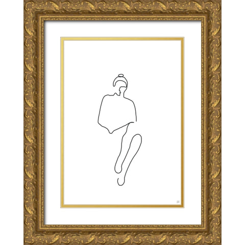 Line Female Work 1 Gold Ornate Wood Framed Art Print with Double Matting by Line and Brush