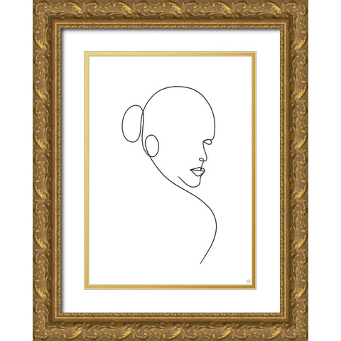 Line Lady 1 Gold Ornate Wood Framed Art Print with Double Matting by Line and Brush