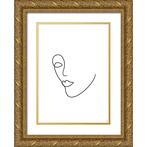 Line Lady 2 Gold Ornate Wood Framed Art Print with Double Matting by Line and Brush