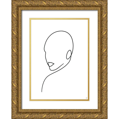 Line Lady 3 Gold Ornate Wood Framed Art Print with Double Matting by Line and Brush