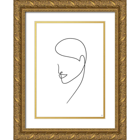 Line Lady 6 Gold Ornate Wood Framed Art Print with Double Matting by Line and Brush