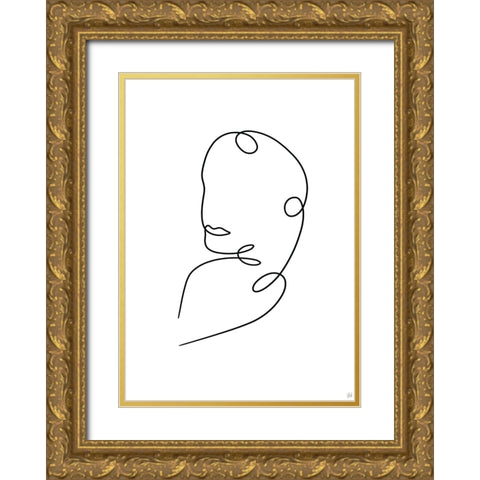 Line Lady 9 Gold Ornate Wood Framed Art Print with Double Matting by Line and Brush