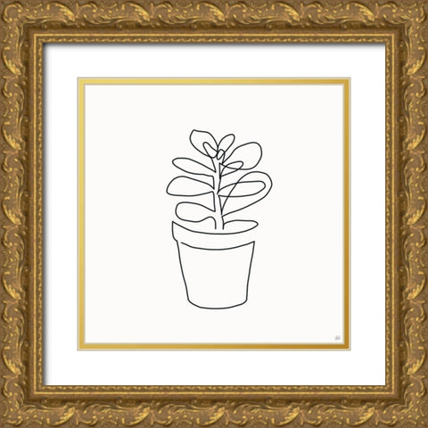 Line Succulent 1 Gold Ornate Wood Framed Art Print with Double Matting by Line and Brush