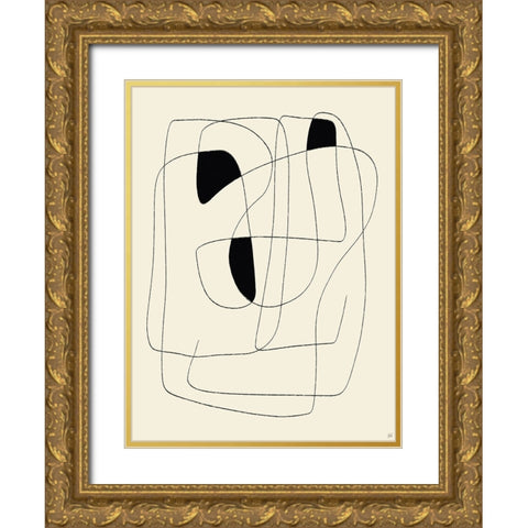 Lines To Fill 2 Gold Ornate Wood Framed Art Print with Double Matting by Line and Brush