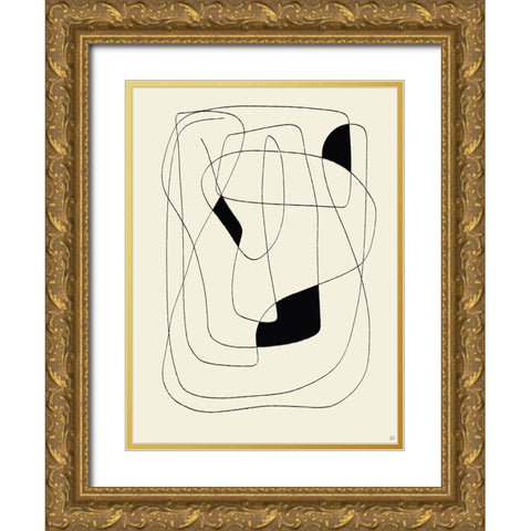 Lines To Fill 3 Gold Ornate Wood Framed Art Print with Double Matting by Line and Brush